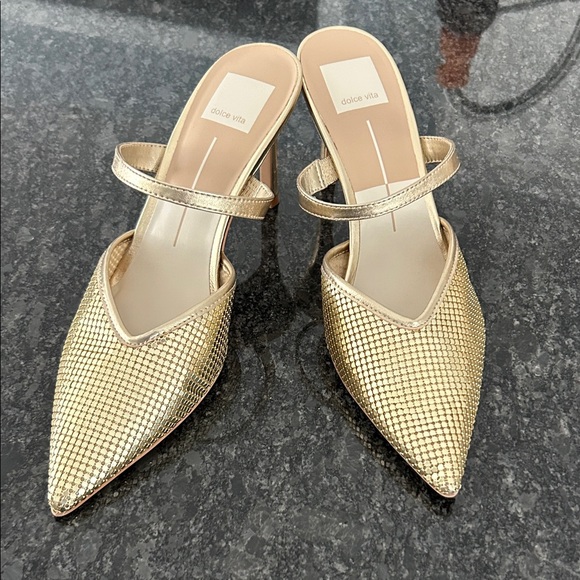 Dolce Vita Metallic Gold Heels - Picture 1 of 4